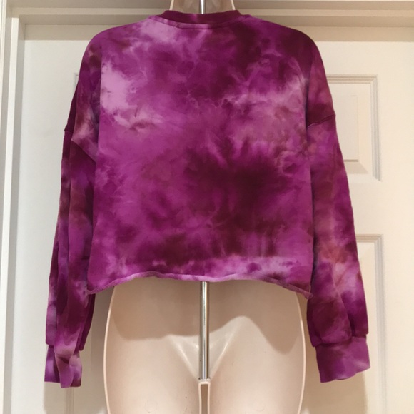 EUC Like New Dip Tie Dye French Terry Cropped Top Size L - Picture 4 of 6